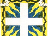 Reggimenti stranieri: Kalbermatten  Bandiera di ordinanza del reggimento di fanteria svizzera Kalbermatten. Fondato nel 1699 come Reding, era composta principalmente da svizzeri del Vallese. Questa bandiera di ordinanza era certamente in uso nel 1744 e venne sostituita a partire dal 1773, come tutte quelle qui descritte.