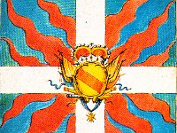 Reggimenti stranieri: Baden  Bandiera di ordinanza del reggimento alemanno di Baden. Fondato dal Margravio di Baden, in Germania, il reggimento venne ammesso nell'Esercito Sardo nel 1742 e venne sciolto nel 1749 al termine della guerra di successione d'Austria.