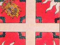 La Regina  Bandiera di battaglione del reggimento La Regina, portata dal 1737 al 1776. Lo stemma è quello della Regina di Sardegna, Elisabetta di Lorena, prima moglie di Carlo Emanuele III.