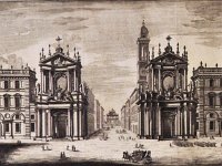 1721  Piazza San Carlo con le chiese gemelle di Santa Cristina (sinistra) e San Carlo : -R-\
